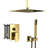 Ceiling Mount Gold Dual Shower - 10 Inch With Valve, Rainfall And Handheld, Easy Installation Cleaning 10" Head System Square & Cleanup-118765945