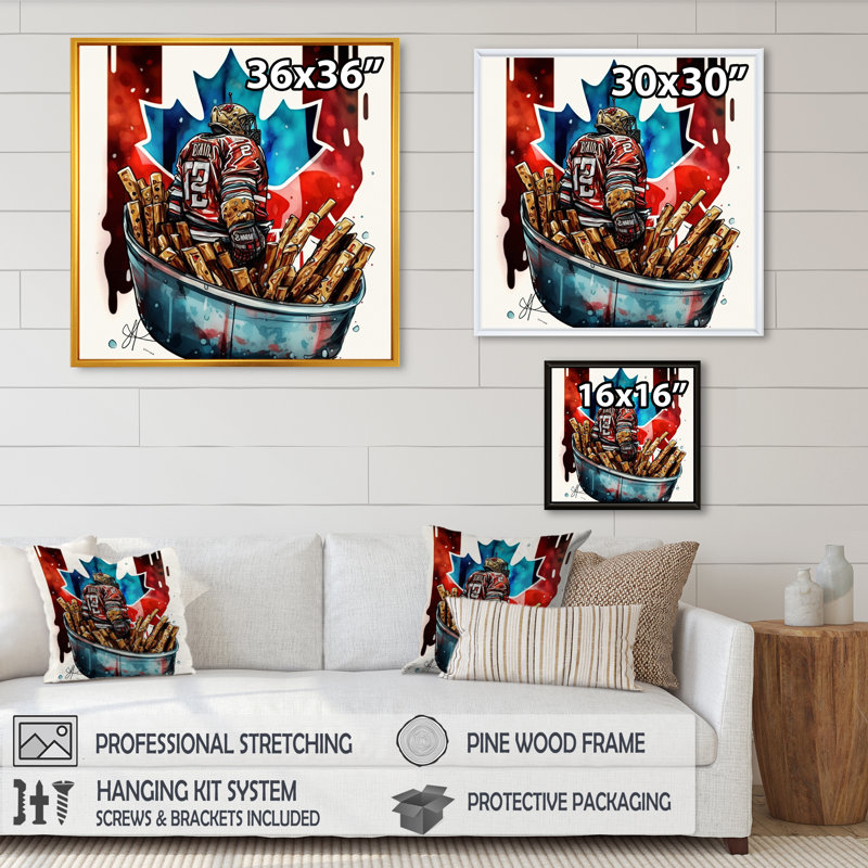 «But Tender in Poutine II», impression sur toile, H 36 po x l 36 po x P 1,5 po, Toile avec cadre flottant or