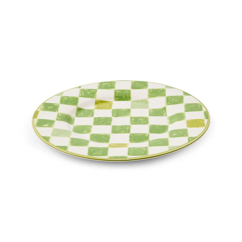 Check Salad Plate, Green/White