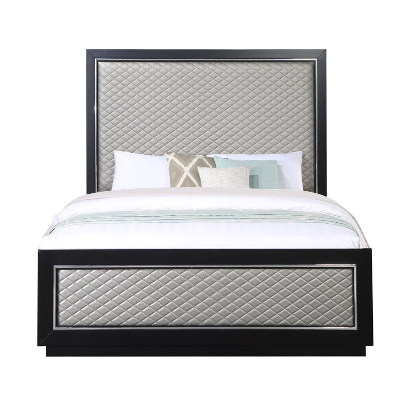 Ricka Silver Black Vegan Leather Standard Bed