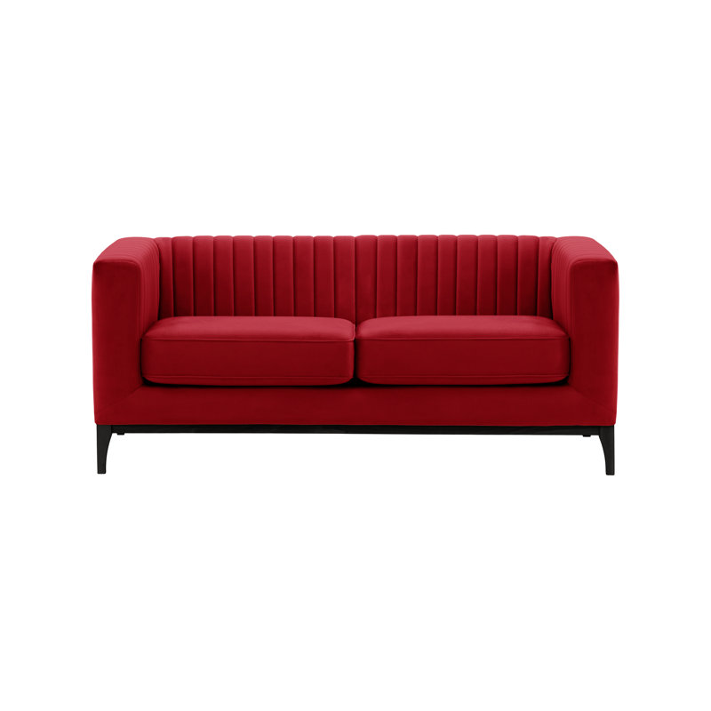 Buie Velvet Sofa, Red, Black