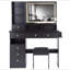 Ensemble de meuble-lavabo de 41 po avec tiroir à gauche de grande taille + ensemble de commode avec tabouret rembourré, 2 blocs d'alimentation AC + 2 USB, support pour séchoir à cheveux, miroir à DEL très grand à commande tactile, interrupteur 3 couleurs, certificat EPA, GCC, UL-1726772984