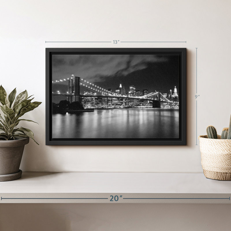 «Brooklyn Bridge At Night Wall Art», H 9 po x l 13 po
