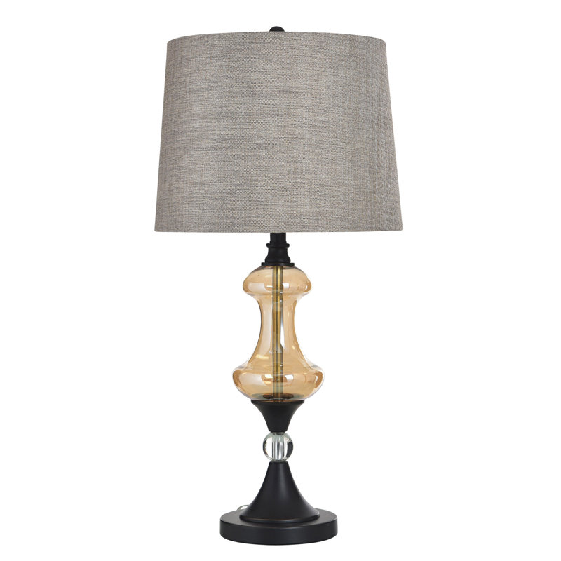 Lampe de table Callahan - bronze Madison - abat-jour gris