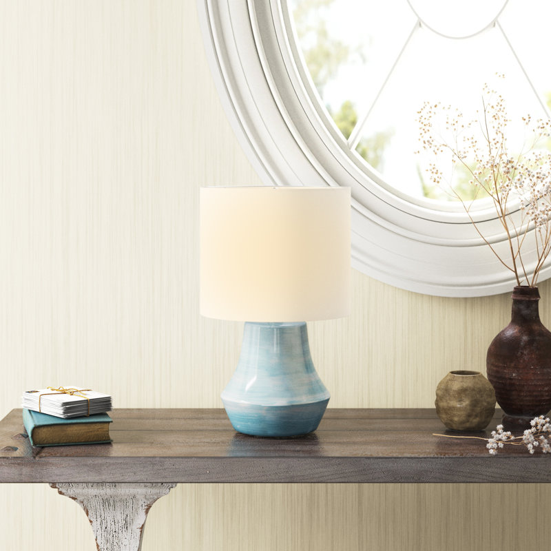 Adjustable Blue Ceramic Cottage Table Lamp Set