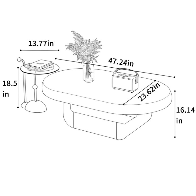 Table basse ovale avec élégance