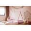 Lit simple en bois avec clôture rose - Fabrication en pin robuste pour l'accessoire de chambre à coucher-1614180066