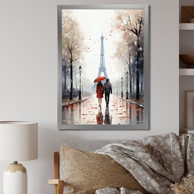 «Love In Paris Vintage Watercolor I», reproduction d'art sur toile