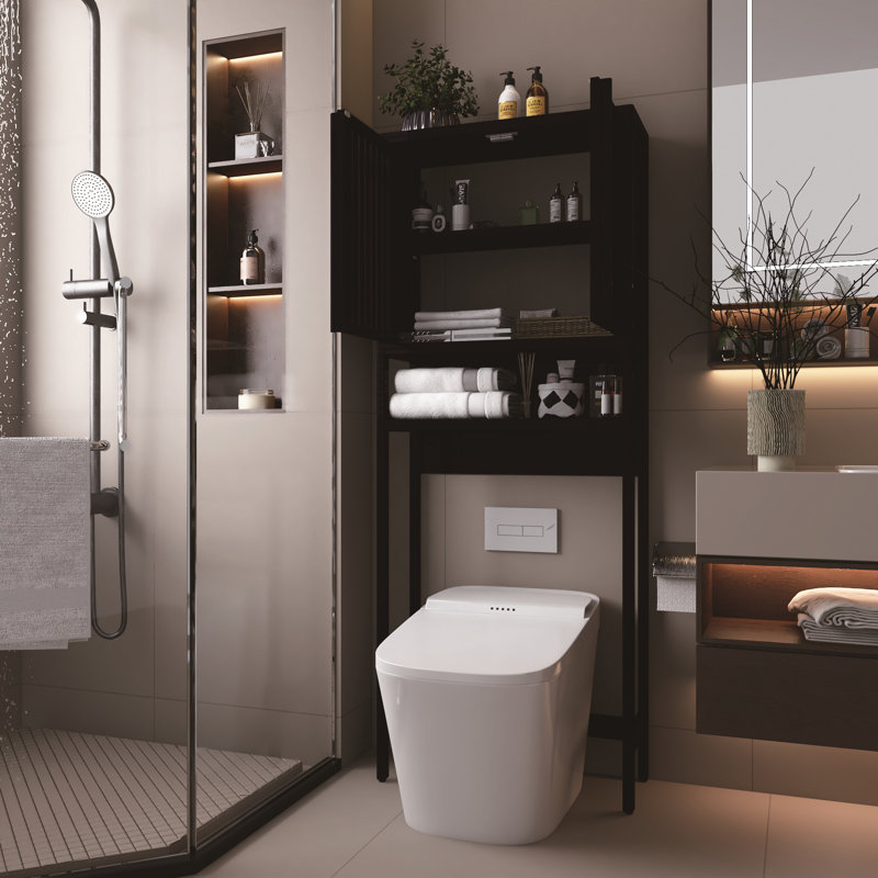 Toilet Storage Rack, Beige/Black/Gray