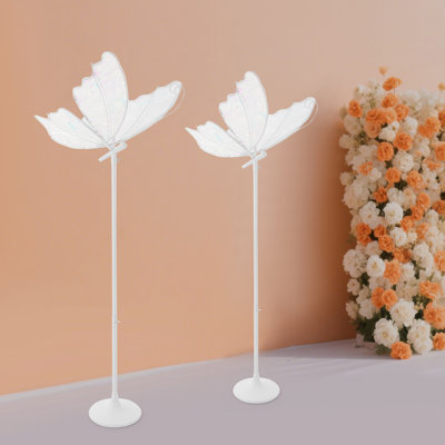 2 pièces romantique mariage papillon lampe de plancher à lumière décorative à DEL avec télécommande réglable