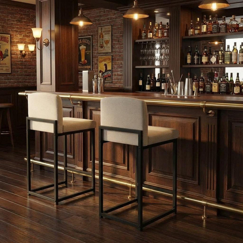 Counter Stool with Metal Frame, White