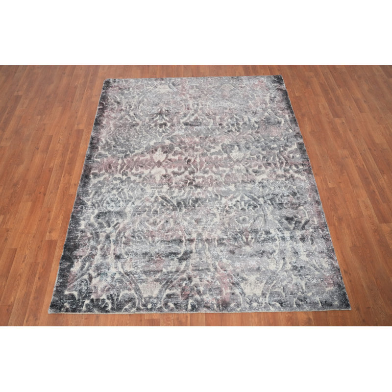 Distressed Look Abstract Handmade Area Rug 6x8