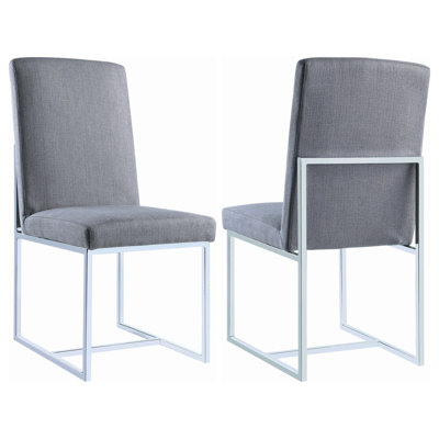 Mackinnon Upholstered Dining Side Chair Grey (Set of 2) by Ebern Designs