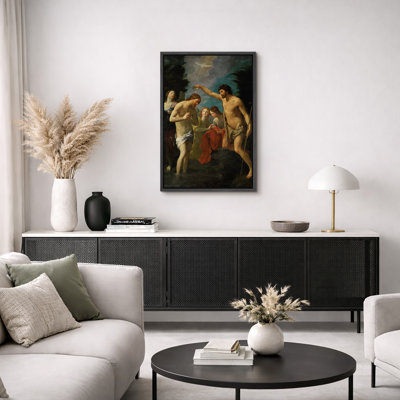 «Baptism of Christ», œuvre d'art biblique, images de la cérémonie religieuse classique, impression sur toile encadrée