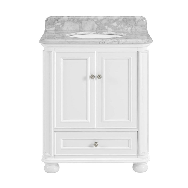 Meuble-lavabo 30 po avec comptoir et dosseret, Blanc