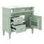 Meuble-lavabo sur pied 36 po avec lavabo, armoire de salle de bain autoportante avec vasque en céramique, tiroir rabattable, tablette réglable, 2 tiroirs-1146504562