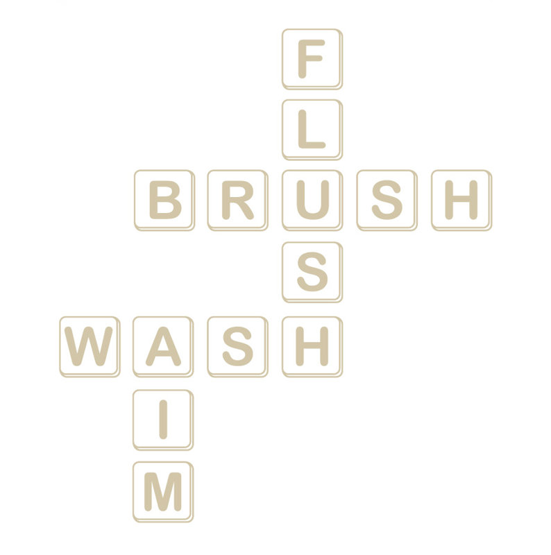 Décalcomanie murale pour salle de bain scrabble, Beige, H 24 po x l 21 po x P 0,01 po