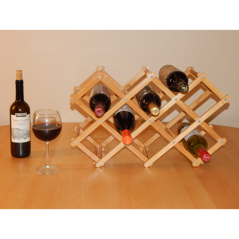 Natural Bamboo Grain Tabletop Wine Rack for 8 Bottles