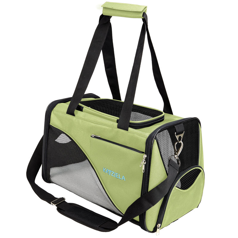 Olive Green Soft-Sided Rolling Airline Approved Pet Carrier