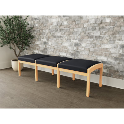 Lenox Wood Waiting Reception 3 Seat Bench Wood Frame