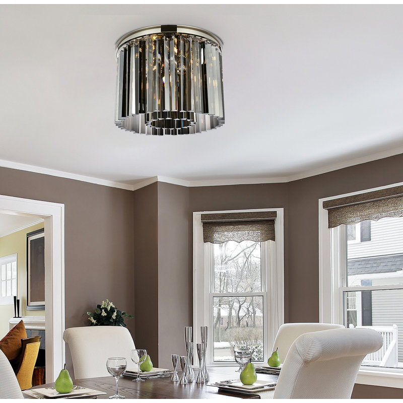 Yazmin Flush Mount, Golden Teak (Smoky), Polished Nickel