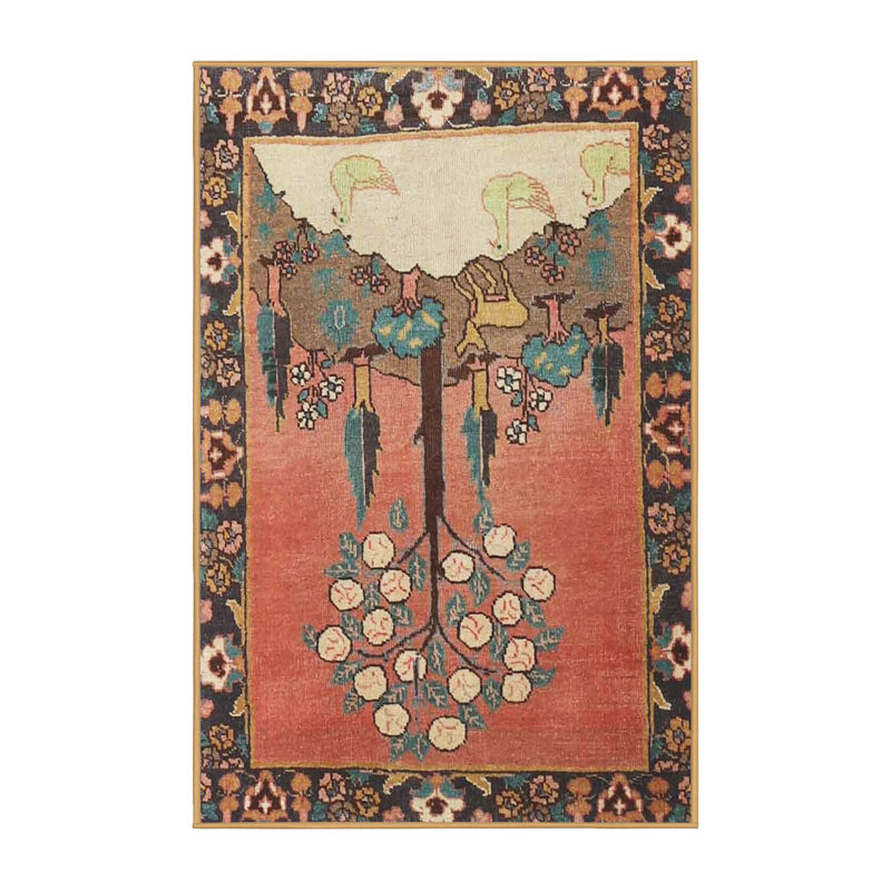 Tapis traditionnel rouge / vert Gerhilde, Rectangle 3 pi x 5 pi