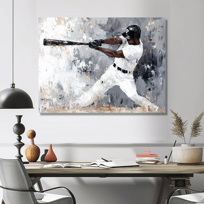 Abstrait baseball pâte Swing II - Sports, décoration murale en métal, impression de baseball sport