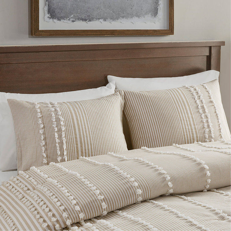 Ensemble d'édredon en fil de coton 3 pièces pour lit double / grand, Édredon double / grand + 2 taies décoratives sta