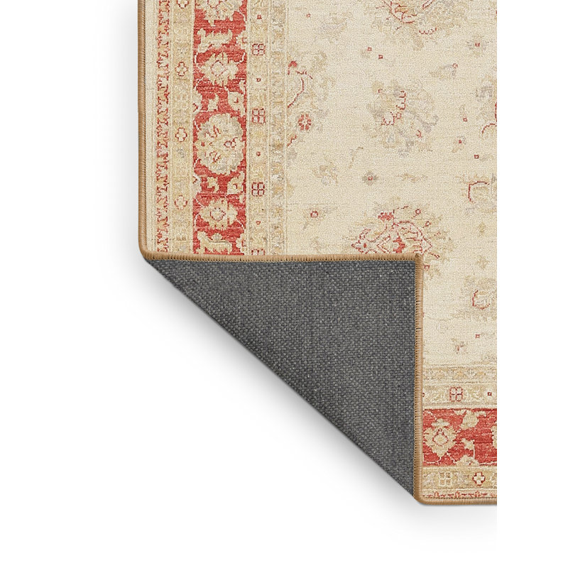 Tapis traditionnel beige / rouge Groveson, Rectangle 2 pi x 4 pi