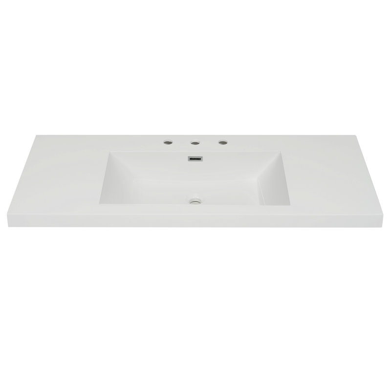 Bassin en résine pour meuble-lavabo, lavabo de salle de bain avec 3 trous de robinet