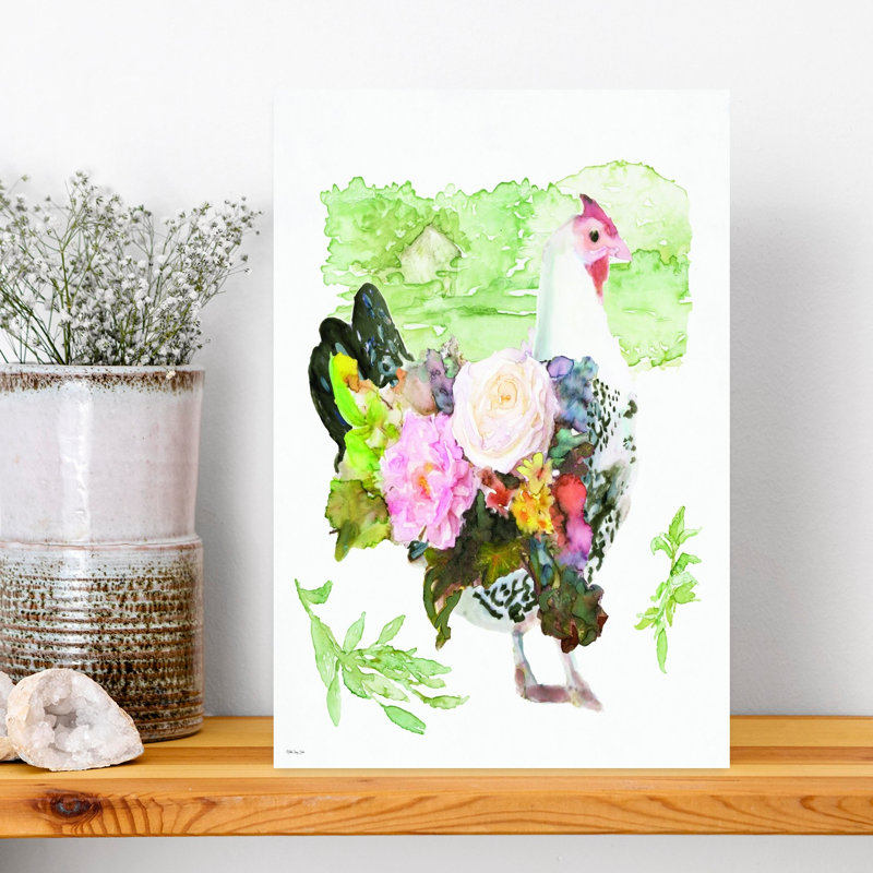 «Garden Hen 1», art mural contemporain abstrait, H 18 po x l 12 po