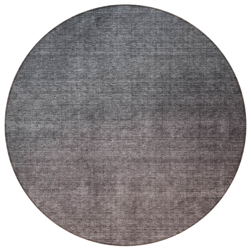 Tapis rond gris anthracite et brun 8 pi