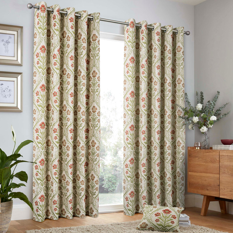 Jaziel Semi Sheer Curtain Pair, Natural, Width 168 x Drop 229 cm