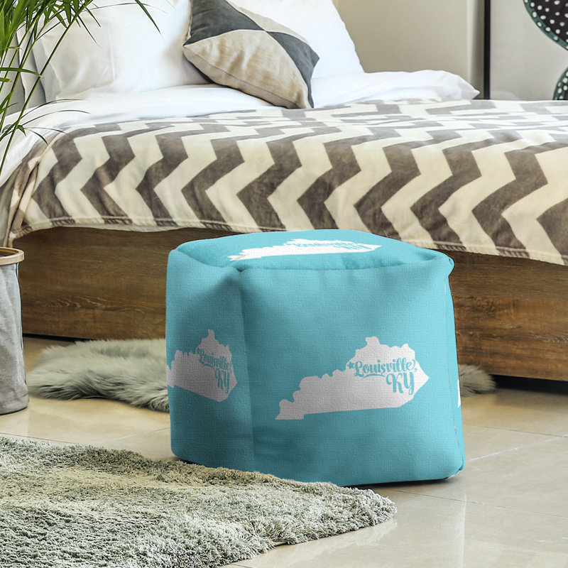 Repose-pieds cube kentucky Louisville, Bleu sarcelle
