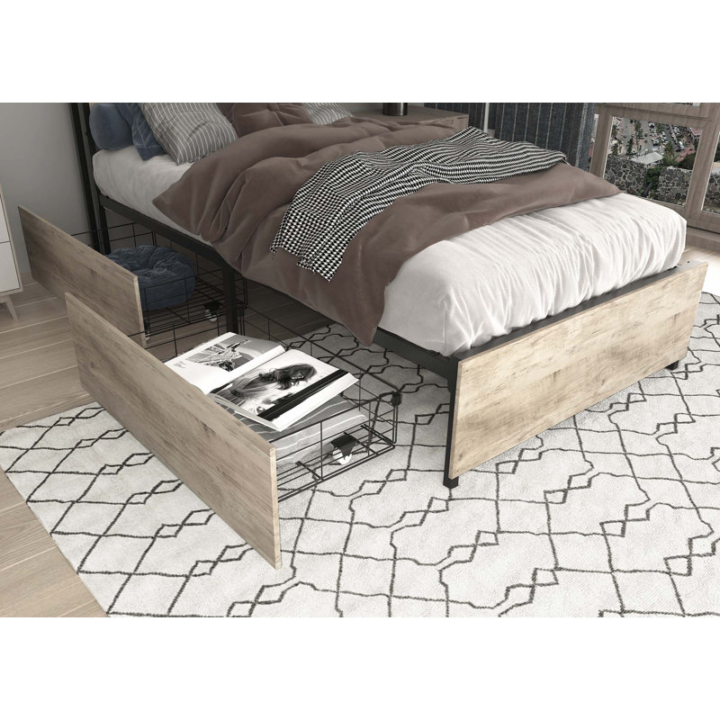 Structure de lit simple, tête de lit avec station de charge, solide et stable, sans bruit