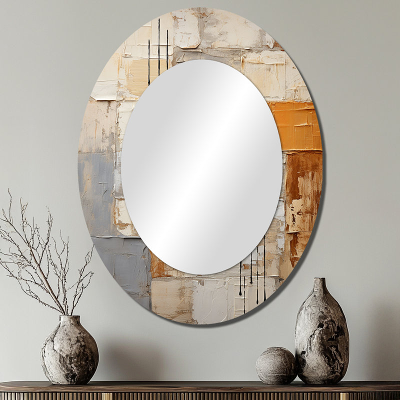 Abstraction I - Modern Oval Wall Mirror, 40" x 30"