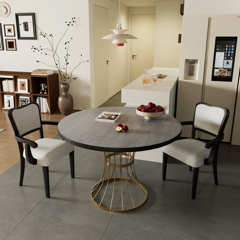 Ensemble de table de salle à manger Barrett pour 2 personnes avec chaises rembourrées et plateau en placage de bois, Noir