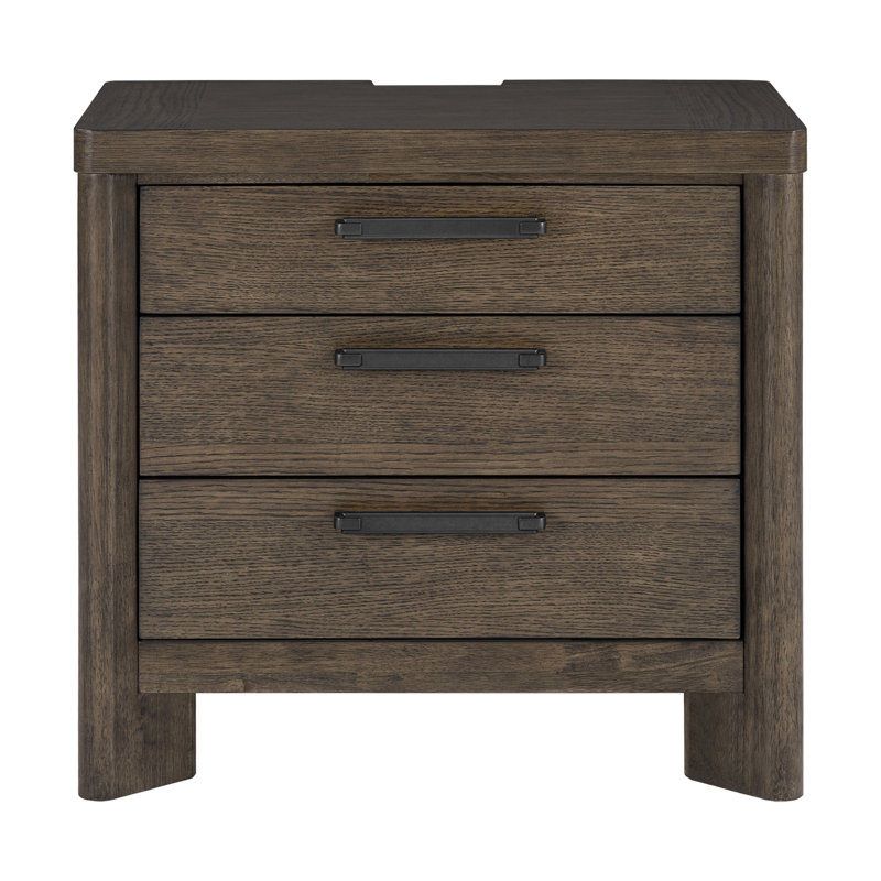 Table de chevet 3 tiroirs Juliano, Dark Oak