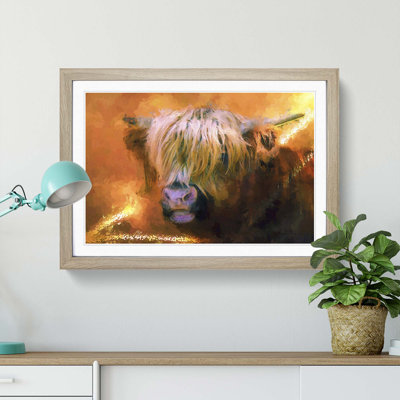 Portrait of a Highland Cow in Abstract - Framed Print