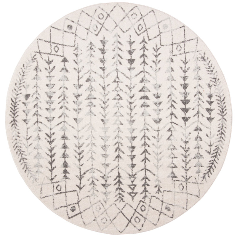Tapis ivoire / gris Renninger Southwestern, Rond 5 pi