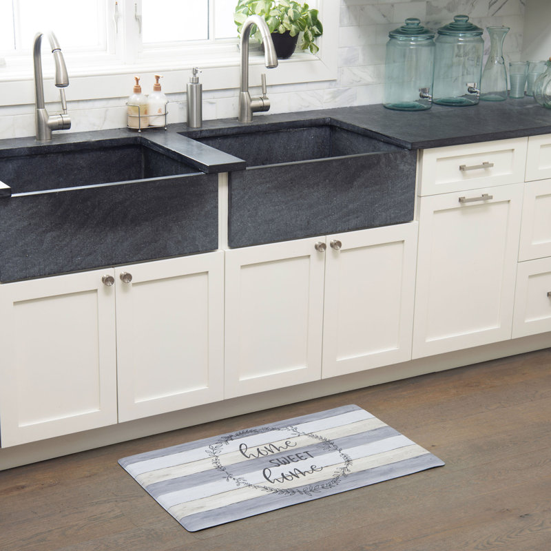 Cozy Living Grey and Beige PVC Anti-Fatigue Kitchen Mat