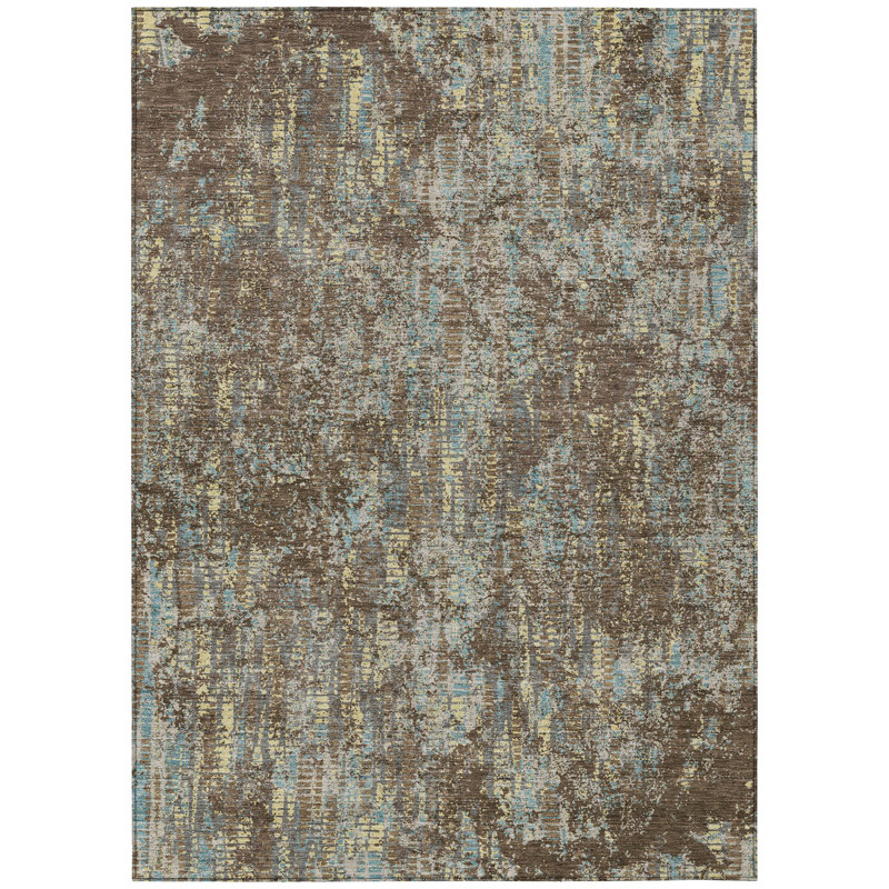 Machine Washable Indoor/Outdoor Chantille ACN2710 Casual Rug, 9' x 12', Brown