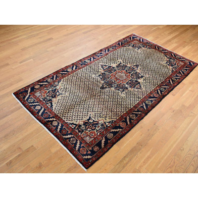 Tapis beige unique des années 1970 5 pi 2 po x 9 pi 8 po Dakotah
