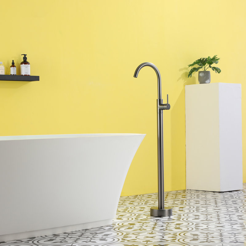 1 Handle Bathroom Freestanding Tub Filler, Gunmetal Gray