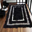 Tapis de couloir patchwork fait à la main noir et blanc en cuir toscan-76894723