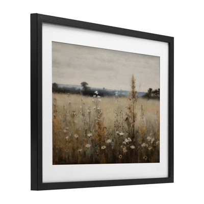 Country Wildflowers in Misty Meadow Framed Print Under Glass, design by Creative Studio