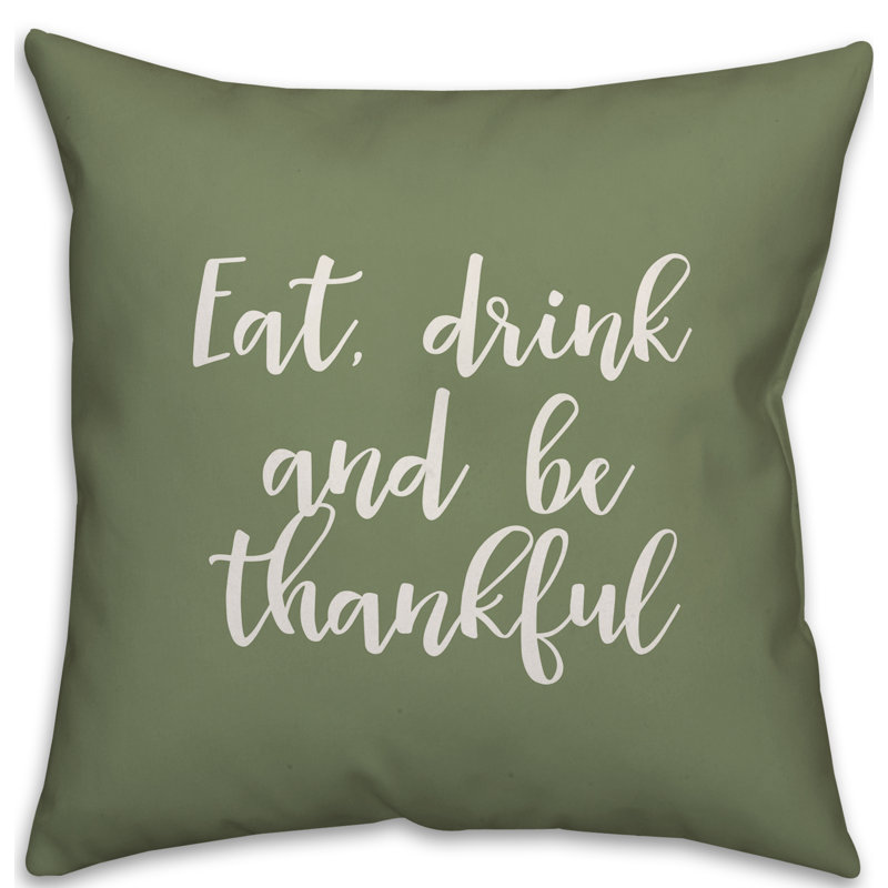  Coussin «Eat Drink and Be Thankful», Vert, Coussin décoratif