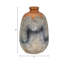 Vase en terre cuite fabriqué à la main à motif texturé décontracté pour bureau à domicile, décoration de salon - 16 po - bleu, ivoire, or