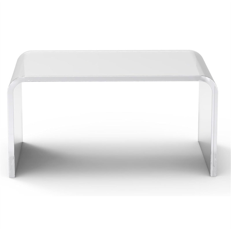 25.4" Acrylic Coffee Table – Modern Waterfall Design Side Table, Thick End Table For Living Rooms And Bedrooms，Clear, Clear
