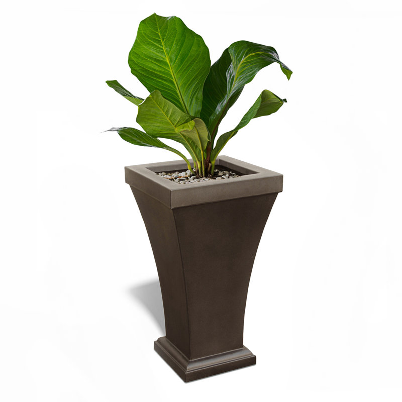Espresso Tall Resin Planter with Water Reservoir